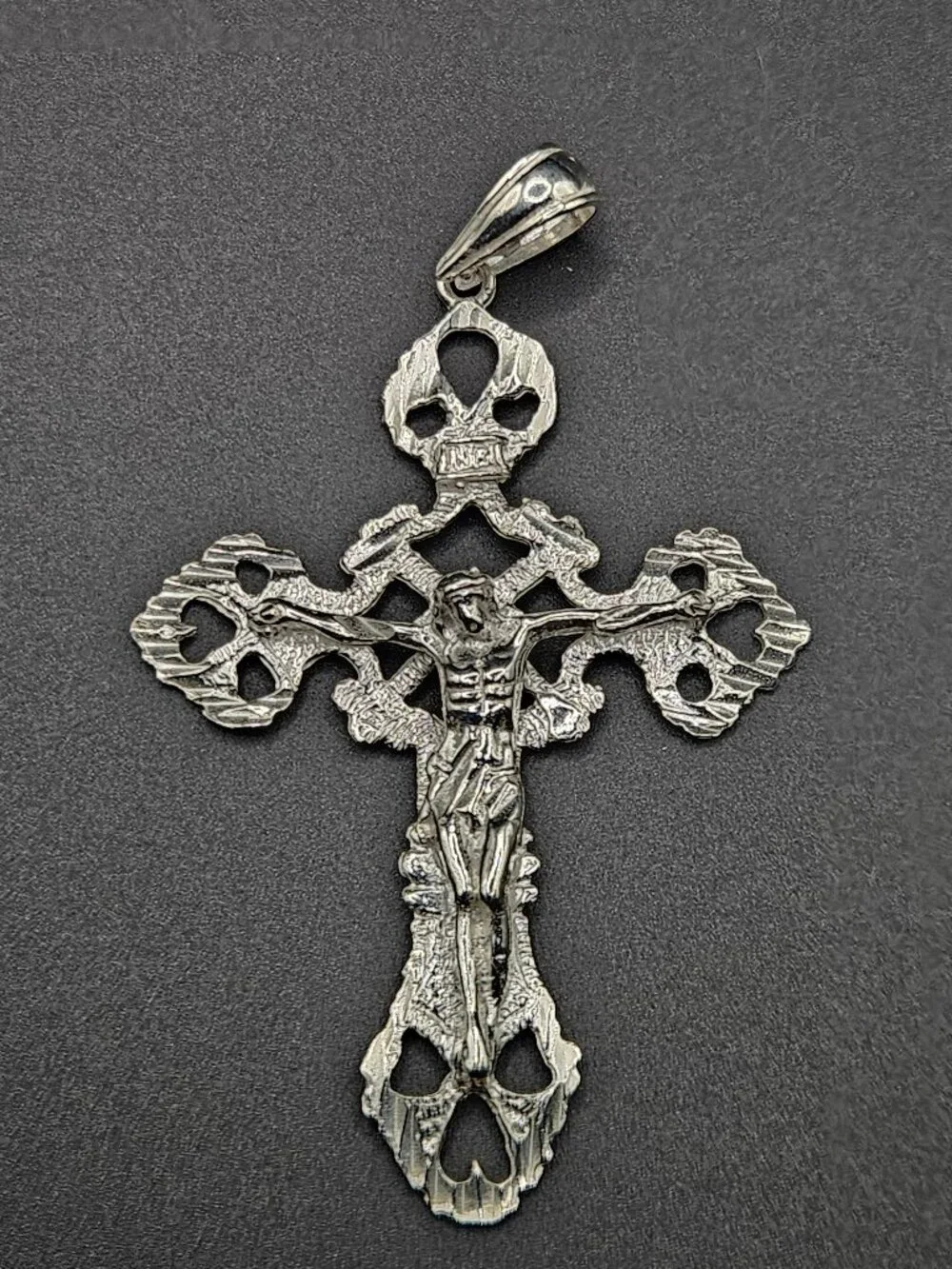 925 sterling silver crucifix pendant diamond cut filigree jesus cross